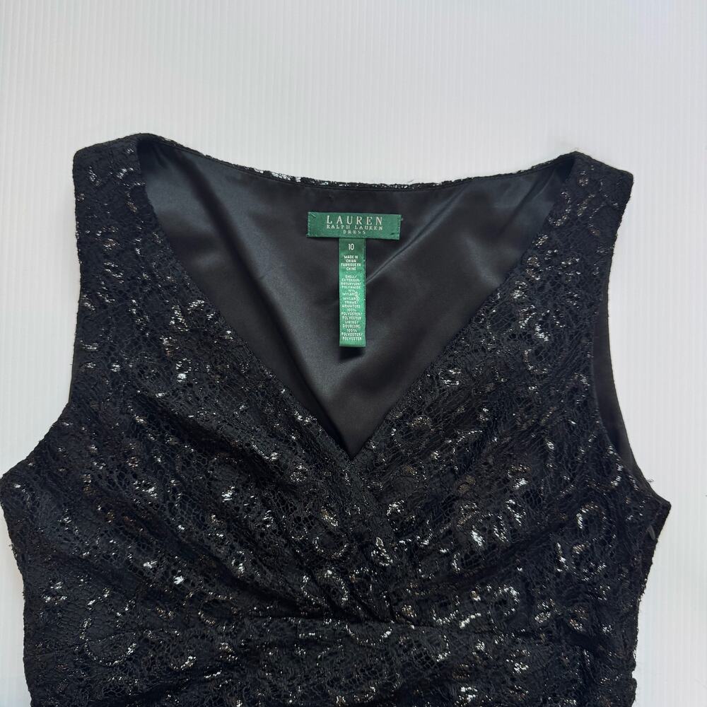Lauren Ralph Lauren Black Lace Dress Women’s 10 Evening Occasion Event Wedding - Picture 16 of 16